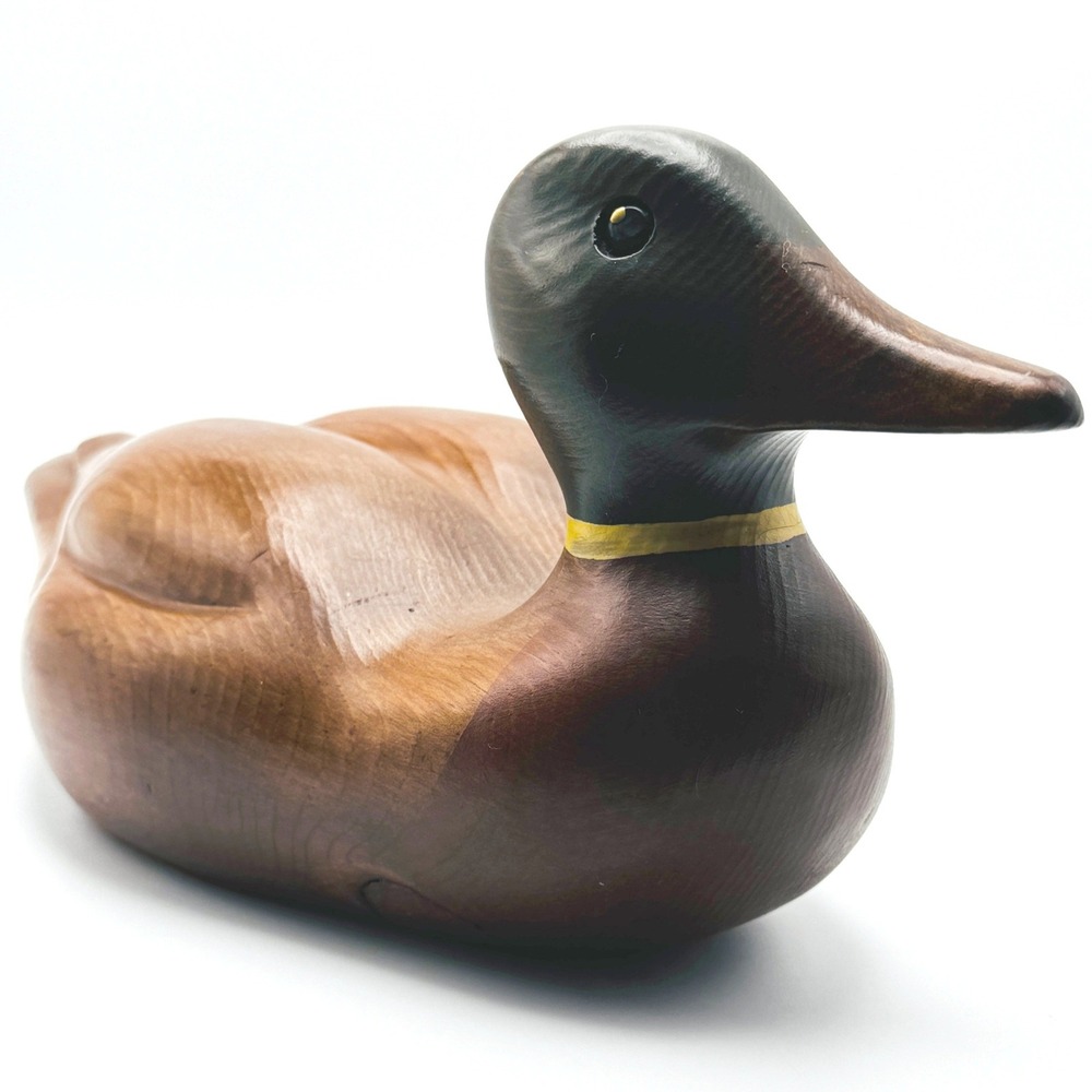 Vtg. Hand Carved Wood Mallard Duck Decoy Sculpture Cabin Lakehouse Cottagecore - Picture 9 of 10